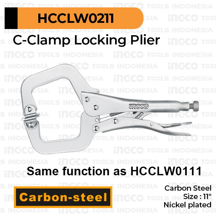 C-Clamp Locking Plier 11" INGCO HCCLW0211 Tang Buaya Catok Jepit Klem