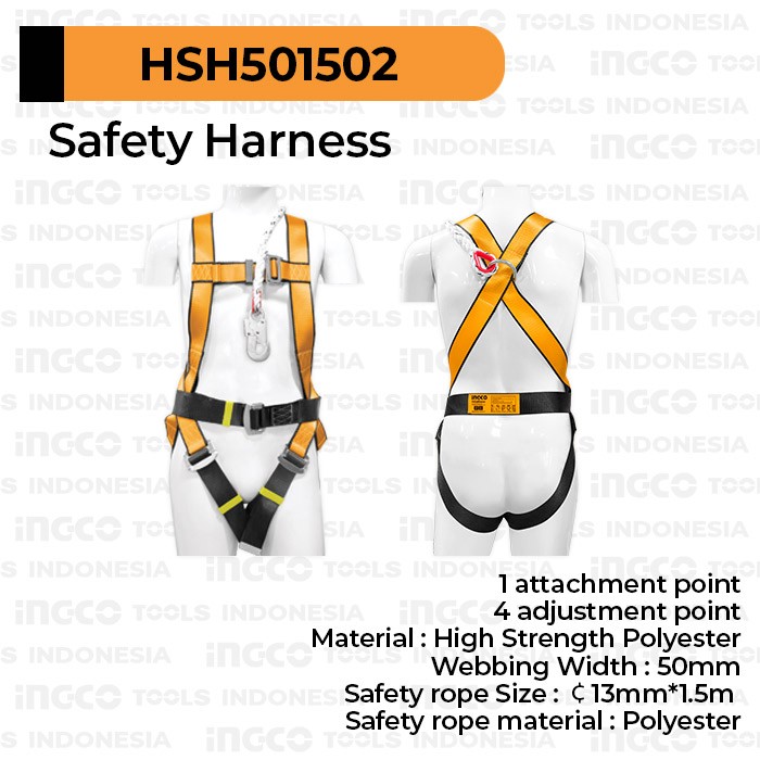 Full Body Harness INGCO HSH501502 - Safety Harnes Single Big Hook ISO