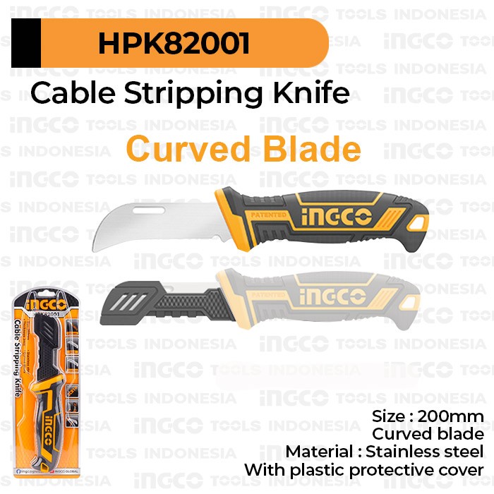 Cable Stripping Knife (Curved 8") INGCO HPK82001 - Pisau Kupas Kabel