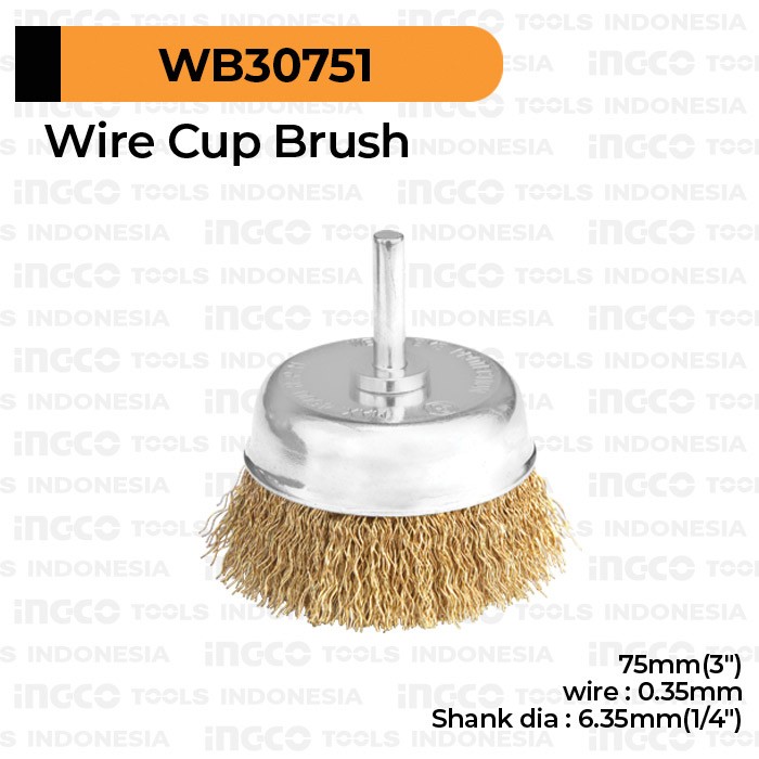 Wire Cup Brush (Bor 3") Kuningan INGCO WB30751 - Sikat Kawat Mangkok
