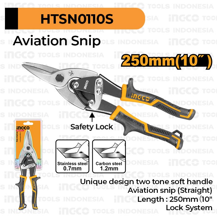 Aviation Snip (10") INGCO HTSN0110S Gunting Baja Ringan Puring Seng