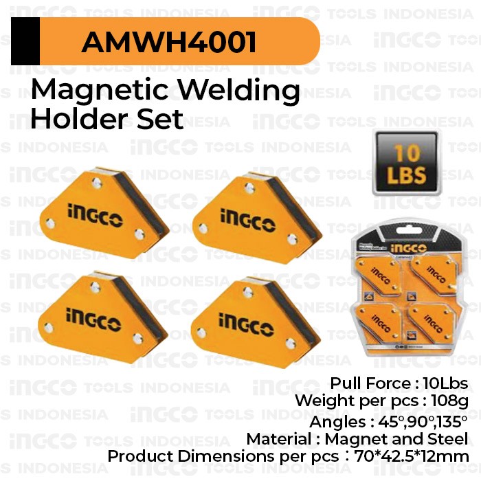 4Pcs Mini Magnetic Welding Holder INGCO AMWH4001 Siku Magnet Las Arrow