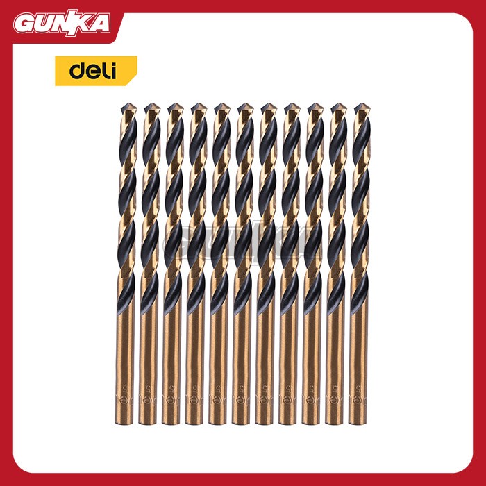 10-Pcs Hss Drill Bit (ø5mm) DELI EDH-MHZ050-E1 Mata Bor Besi Plat Metal