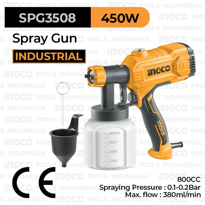 Spray Paint Gun (800cc) INGCO SPG3508 - Cat Semprot Bodi Body Listrik