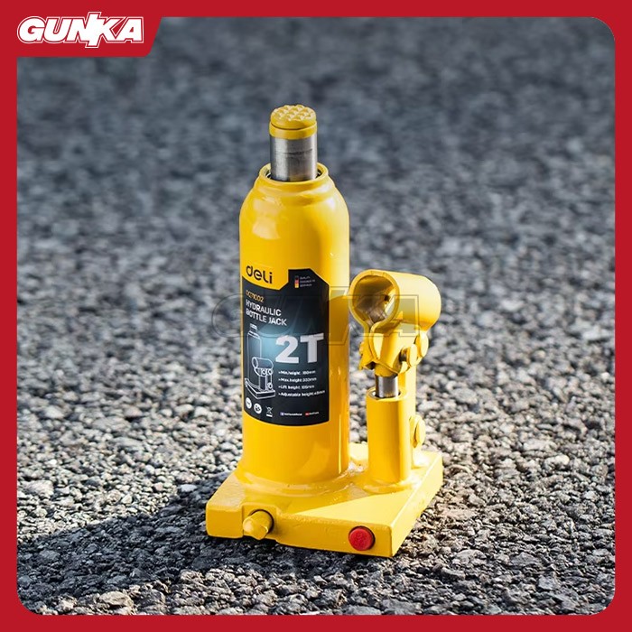 Hydraulic Bottle Jack (2Ton) DELI EDQ71002 Dongkrak Penyanggah Mobil Hidrolik Pompa Model Botol