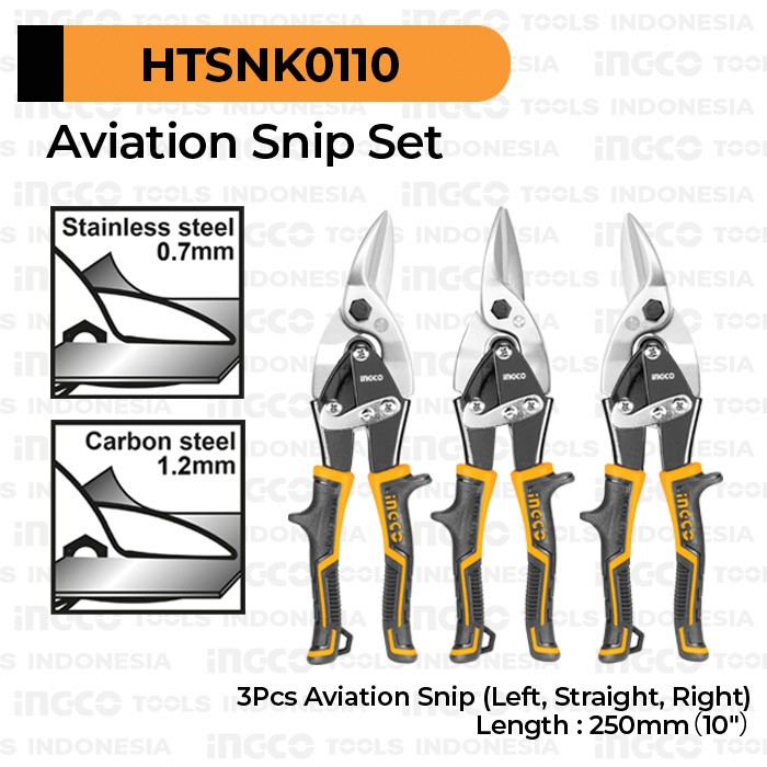 Aviation Snip (10") INGCO HTSNK0110 - Gunting Baja Ringan Holo Hollow