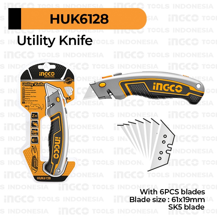 Utility Knife INGCO HUK6128 Pisau Serbaguna Teknisi Tukang Kayu Kulit