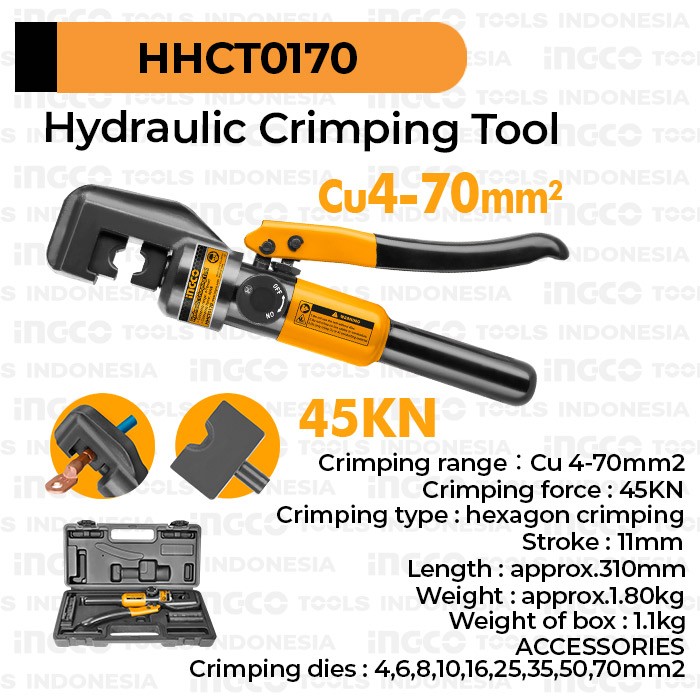 Hydraulic Crimping (70mm 45kN) INGCO HHCT0170 Tang Press Skun Hidrolik