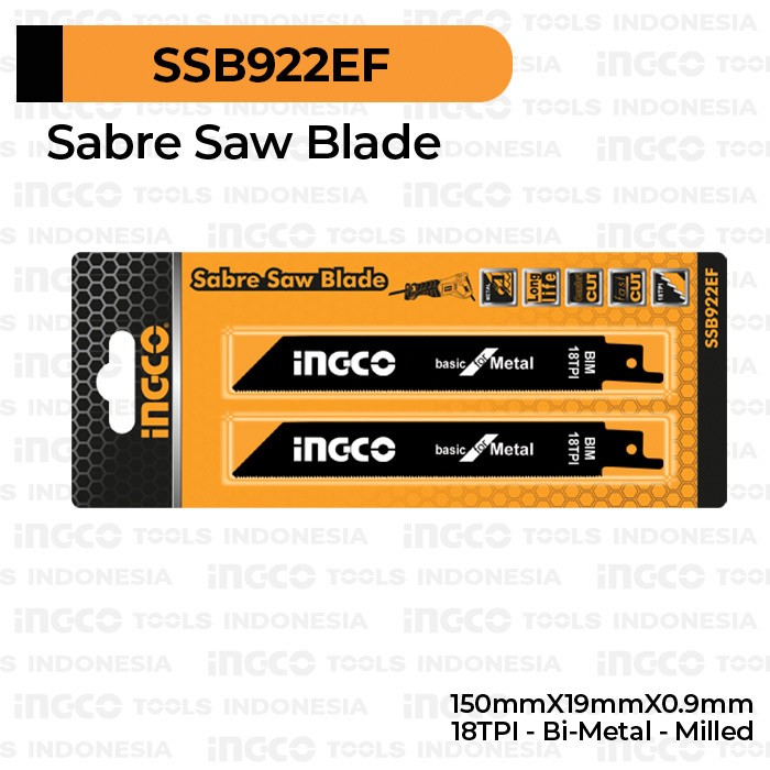 2-Pcs Sabre Saw Blade (Metal 18TPI) INGCO SSB922EF Mata Gergaji Saber