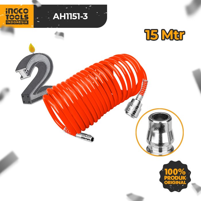 Spiral Air Hose (15 M) INGCO AH1151-3 - Selang Angin Kompresor Recoil