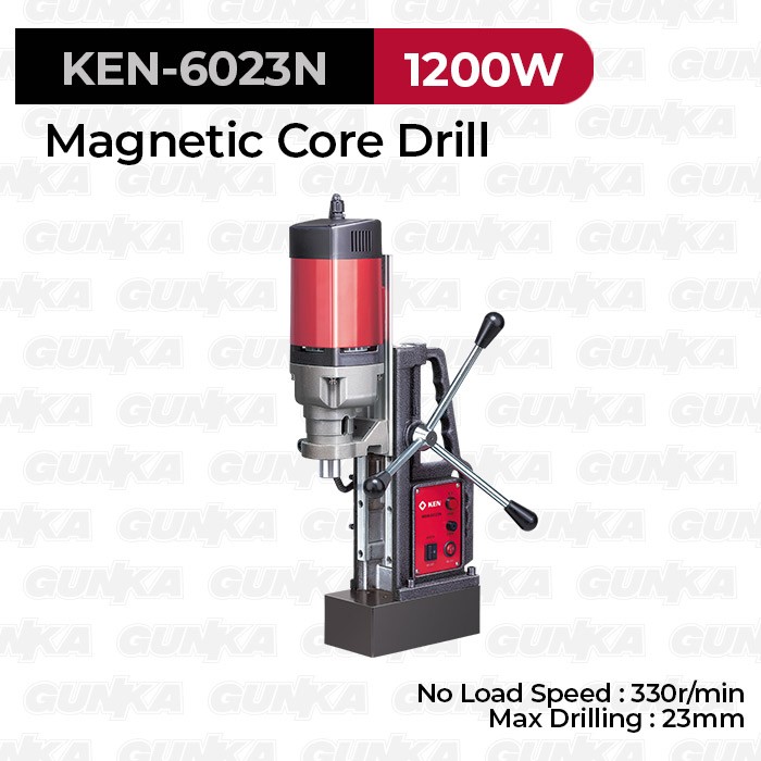 Heavy-Duty Magnetic Core Drill (23mm Mt2 1200W) KEN-6023N Mesin Bor Duduk Magnet Presisi Listrik Durable Industrial High-Grade Milwaukee OEM
