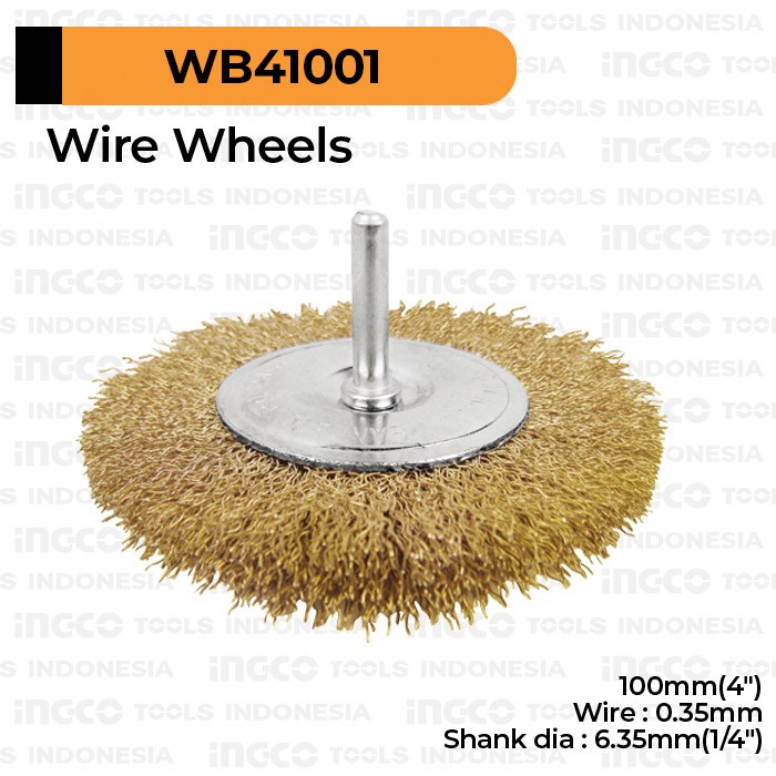 Wire Circular Brush (Bor 4") Kuningan INGCO WB41001 Sikat Kawat Piring
