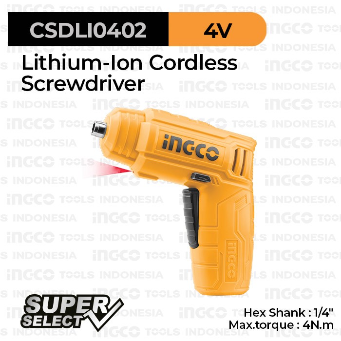Eco Cordless Screwdriver (4V 4Nm) INGCO CSDLI0402 - Obeng Listrik Mini