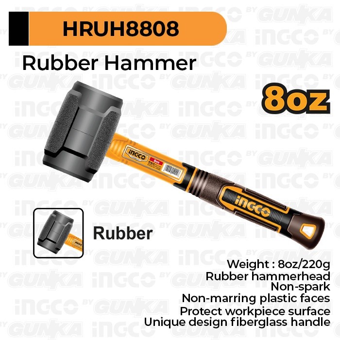 Rubber Hammer (8oz/220g) HRUH8808 Hammer Palu Karet Malet Pasang Keramik Granit Kaca Akrilik ex HRUH8208