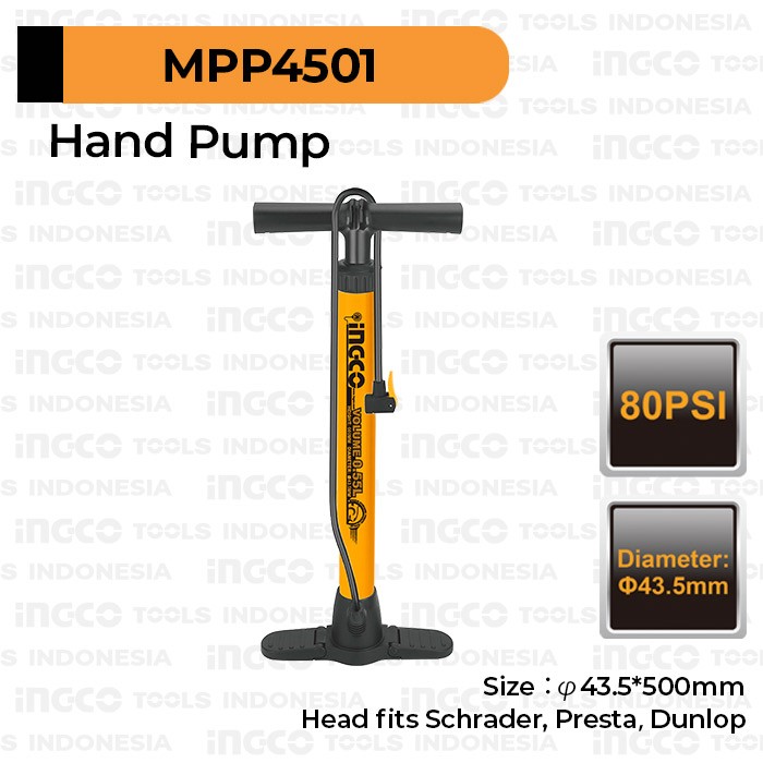 Hand Pump (50cm) INGCO MPP4501 - Pompa Angin Manual Tangan Sepeda Bola