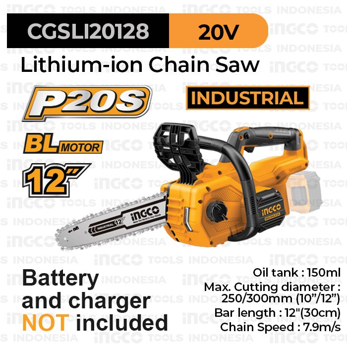 P20S Mini Chain Saw (12 Inch) INGCO CGSLI20128 Gergaji Baterai Dahan
