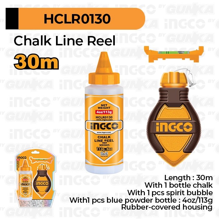 Chalk Line Reel (30m) HCLR0130 Sipatan Sipat Tukang Leveling Lurus Penggaris Benang Tembok Keramik