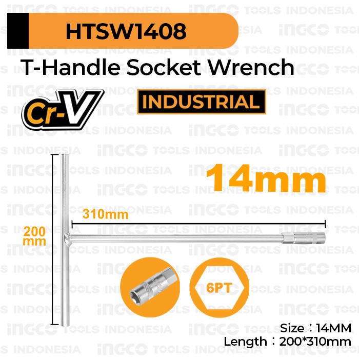 T-Handle Socket Wrench (14 mm) INGCO HTSW1408 Kunci T Sok Soket Shock