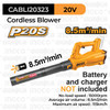 P20S Cordless Blower (8.5m³/min) INGCO CABLI20323 Mesin Tiup Debu Daun Tipe Bazoka