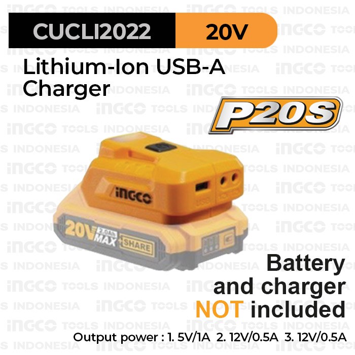 P20S Converter USB Power Bank (5V/12V) INGCO CUCLI2022 Powerbank HP