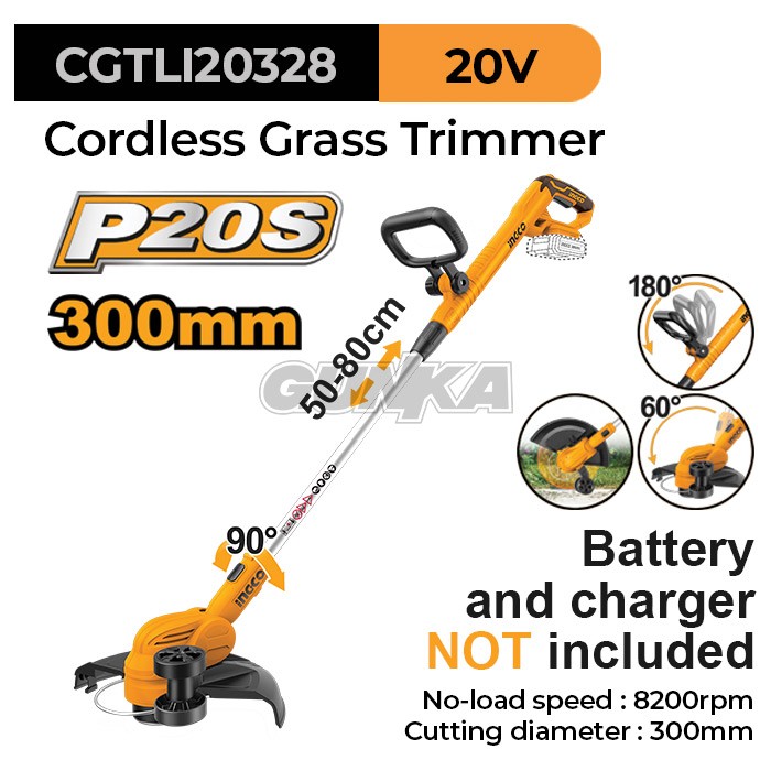 P20S Cordless String Grass Trimmer (∅ 30 cm) INGCO CGTLI20328 Mesin Potong Pemotong Cutter Rumput Lawn Mower Senar Diameter 30 ex CGTLI20018