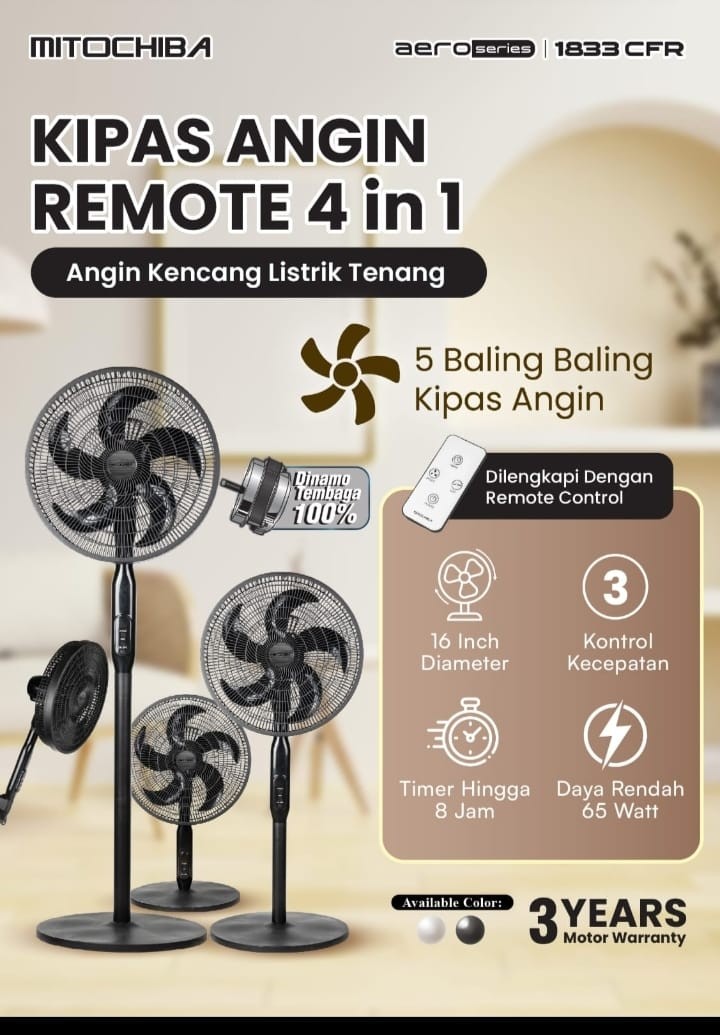 MITOCHIBA KIPAS ANGIN 1833 CFR / 1833CFR 4IN1 AERO SERIES 16INCH DENGAN REMOT