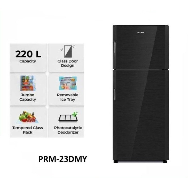 POLYTRON Kulkas 2 Pintu 220L PRM-23DMY Belleza 220 Liter 23 DMY