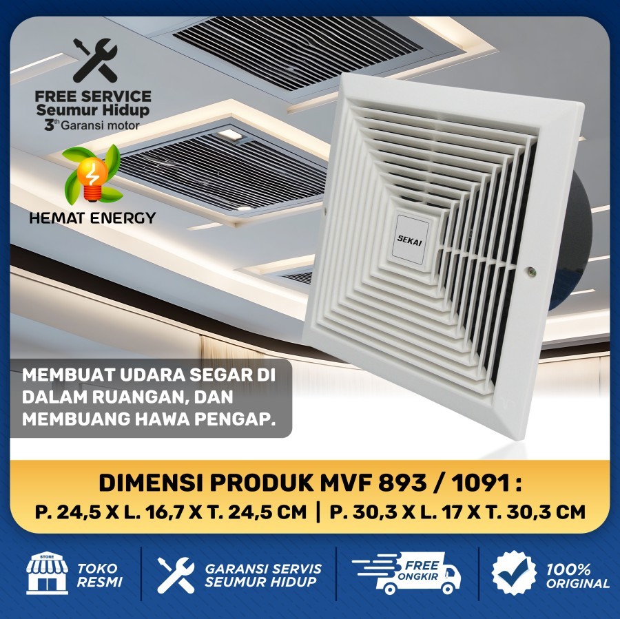 Sekai Kipas Angin Dak Exhaust Tipe Langit-Langit MVF 1091