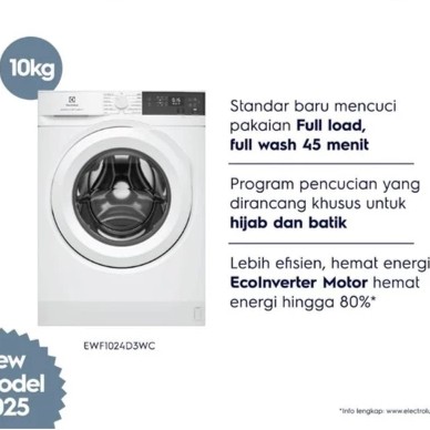 Mesin Cuci ELECTROLUX EWF 1024D3WC/EWF 1024D3WC 10Kg Front Loading