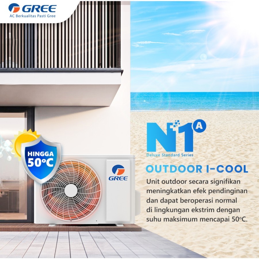 GREE GWC18N1A Ac 2 PK Split Deluxe Standard Series Black Diamond Fin | Air Conditioner 2PK GWC-18N1A GWC 18N1A Non Inverter