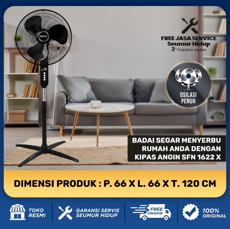 SEKAI Kipas Angin Berdiri / Stand Fan 16 Inch Taifun Series - SFN 1622 X B (TAIFUN)