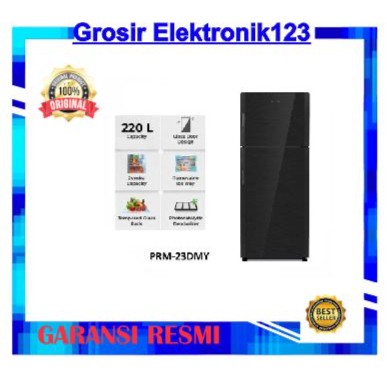 POLYTRON Kulkas 2 Pintu 220L PRM-23DMY Belleza 220 Liter 23 DMY