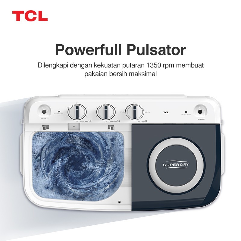 TCL MESIN CUCI 10KG TWIN TUB - TWT106-20S 2tabung