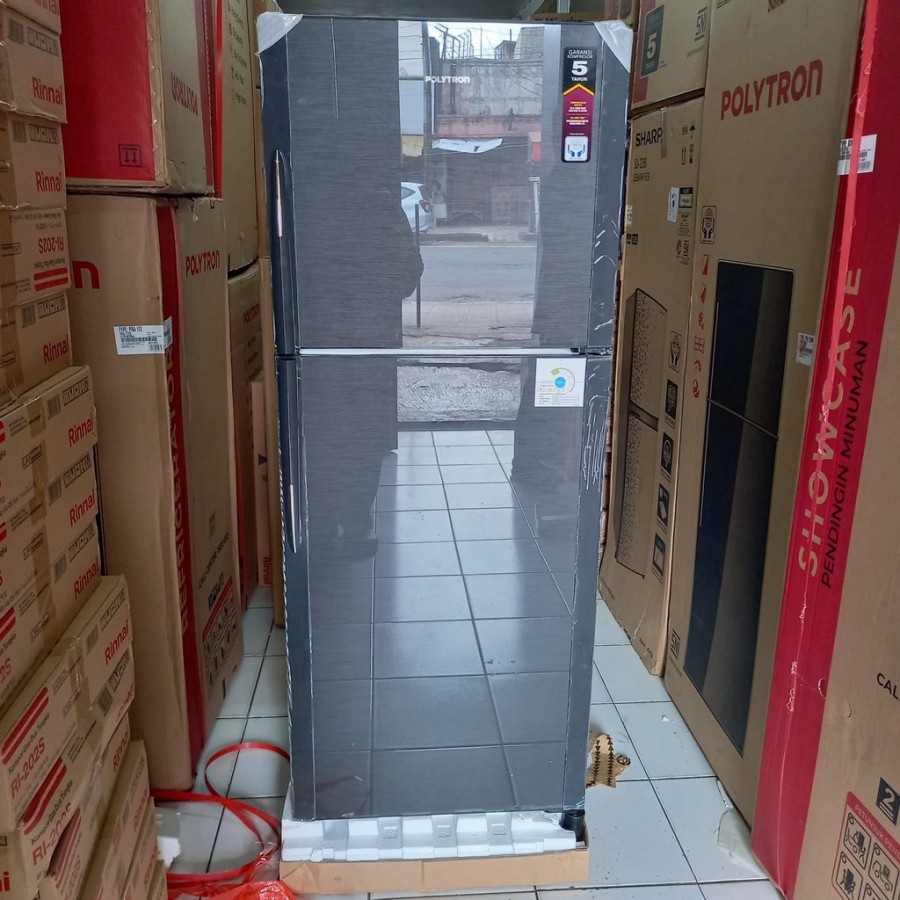 POLYTRON Kulkas 2 Pintu 220L PRM-23DMY Belleza 220 Liter 23 DMY