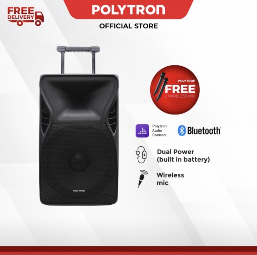 POLYTRON SPEAKER AUDIO PAS PRO 15F5 PRO15F5 USB BLUETOOTH PORTABLE