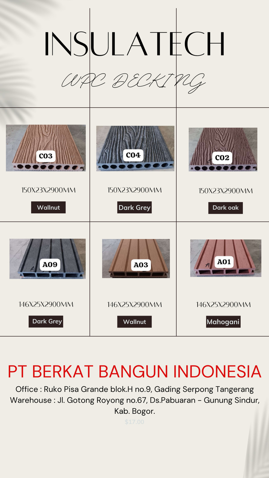 Decking kayu wpc outdoor 146 X 25 X 290 MM