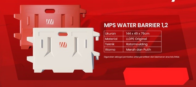 Water Barrier Jalan - Road Barrier - PEMBATAS JALAN - BARRICADE WALL BARRIER (144x49x79cm)