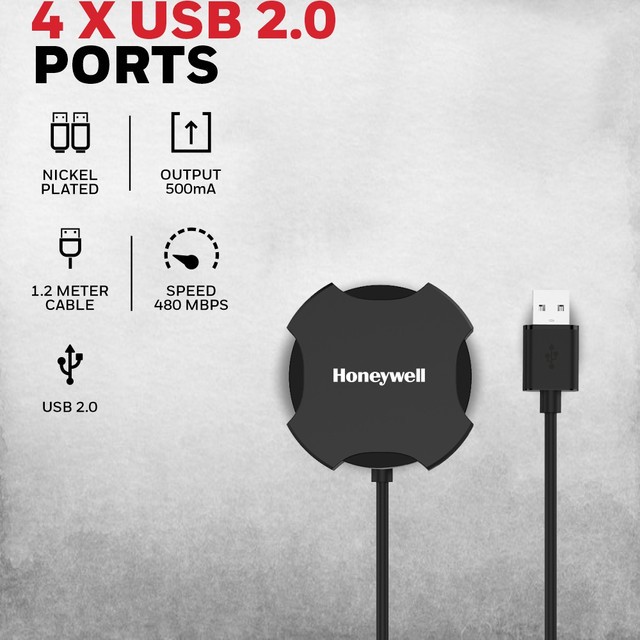 Honeywell 4 in 1 USB 2.0 Hub Non-Powered - 4 Port USB Hub