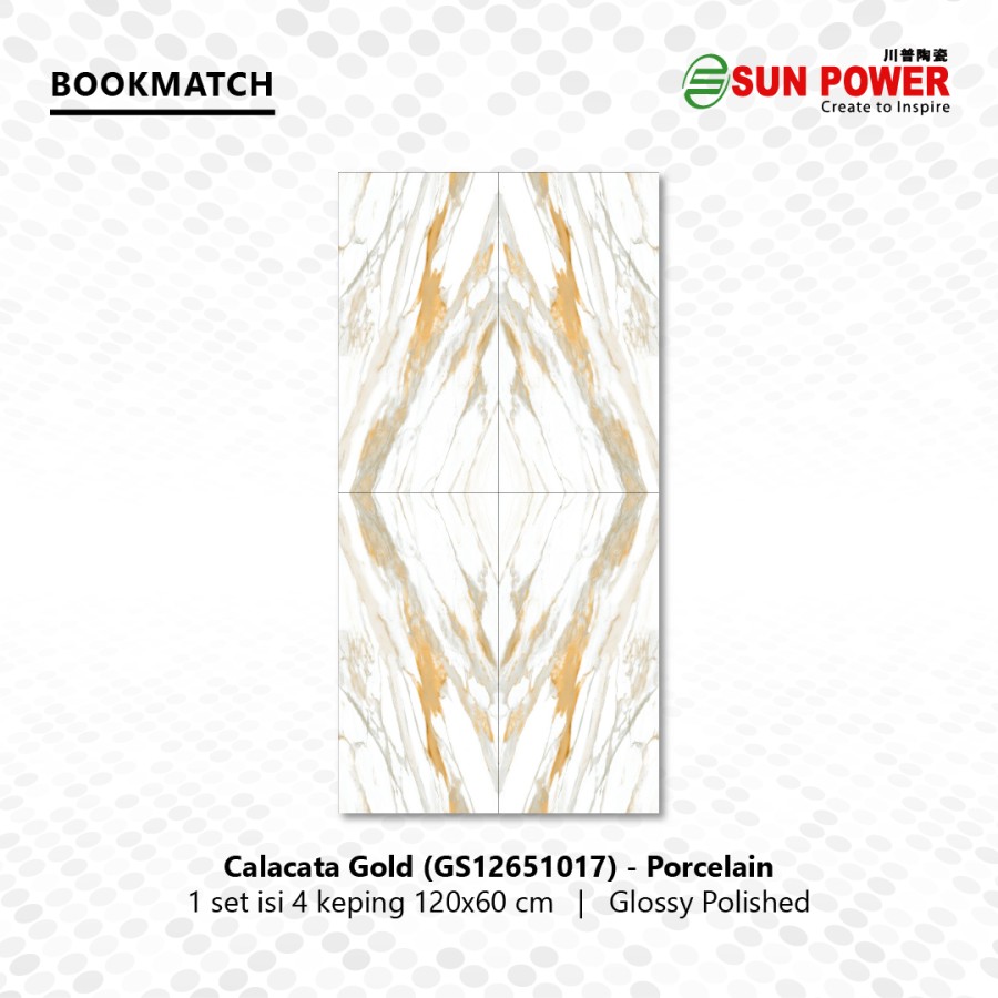 Granit Bookmatch Glossy Polished - Calacata Gold | Sun Power