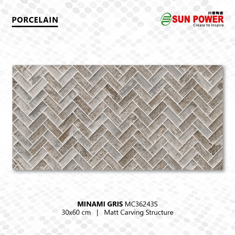 Granit Dinding Matt Carving Structure Minami Series 30x60 | Sun Power