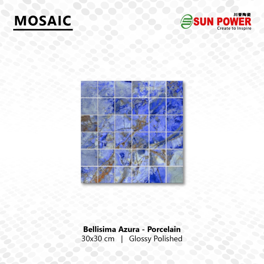 Granit Mozaik Glossy Polished - Bellisima Azura 30x30 | Sun Power