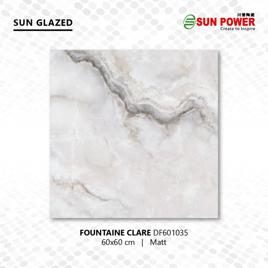 Keramik Lantai Body Putih Matt - Fountaine Clare 60x60 cm | Sun Power