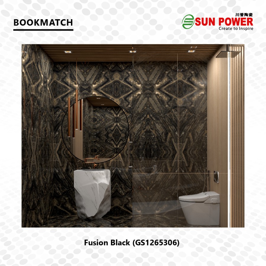 Granit Bookmatch Glossy Polished - Fusion Black | Sun Power