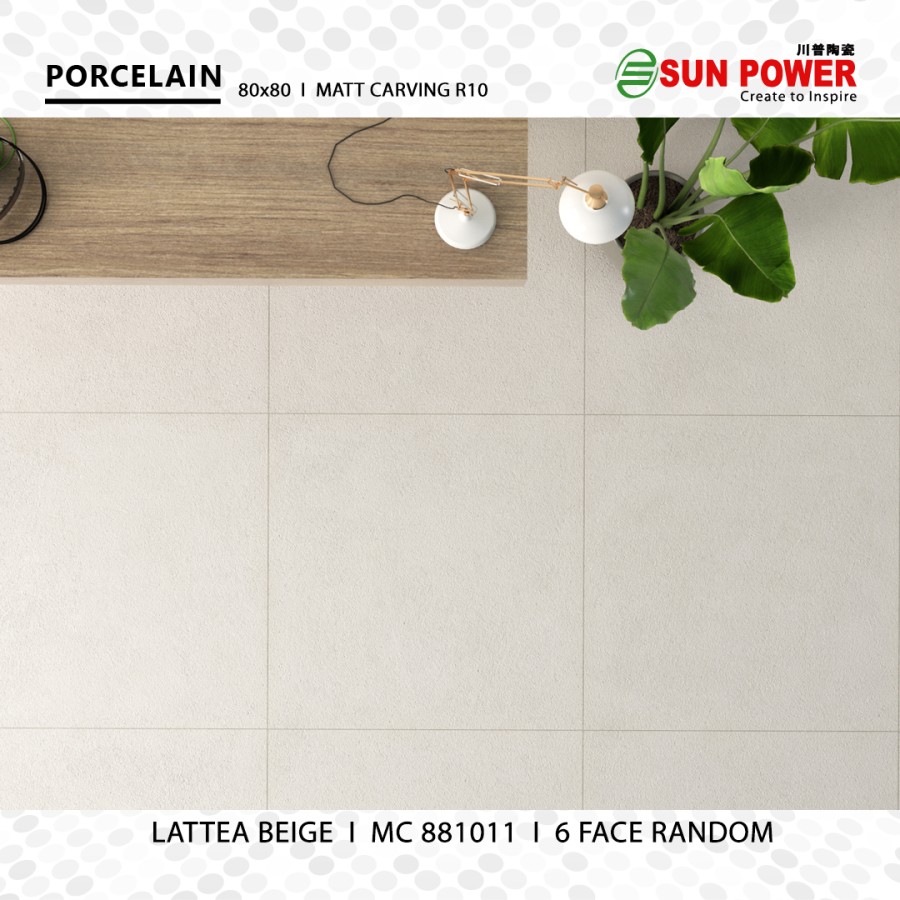 Granit Lantai Matt Carving 80x80 - Lattea Beige | Sun Power