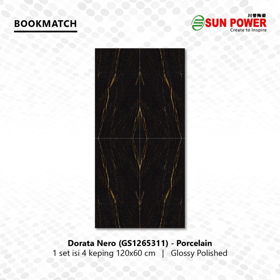 Granit Bookmatch Glossy Polished - Dorata Nero | Sun Power