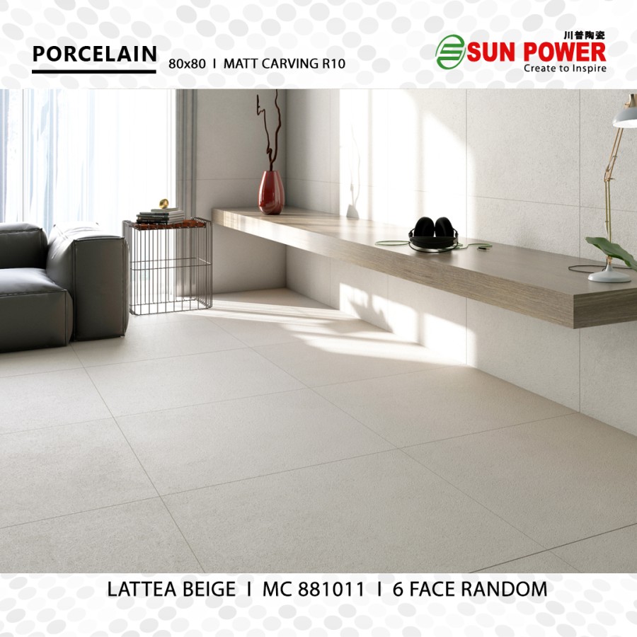 Granit Lantai Matt Carving 80x80 - Lattea Beige | Sun Power