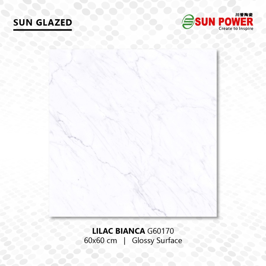 Keramik Lantai Body Putih Glossy - Lilac Bianca 60x60 | Sun Power