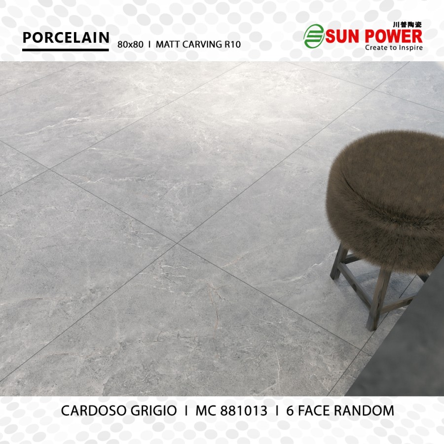 Granit Lantai Matt Carving 80x80 - Cardoso Grigio | Sun Power
