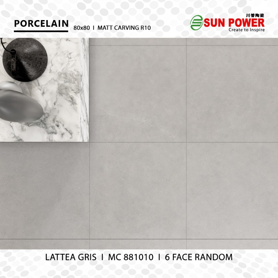 Granit Lantai Matt Carving 80x80 - Lattea Gris | Sun Power