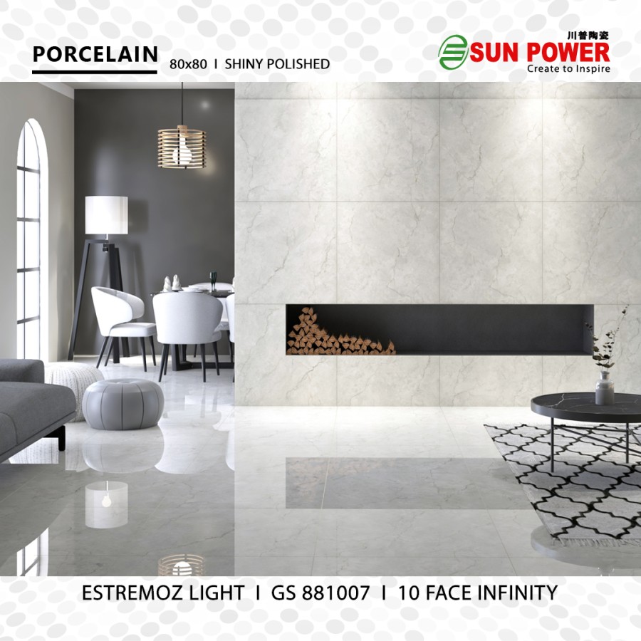 Granit Lantai Glossy Polished 80x80 - Estremoz Light | Sun Power
